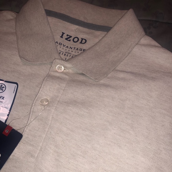 IZOD Cream White Polo Shirt NWT - Picture 2 of 5